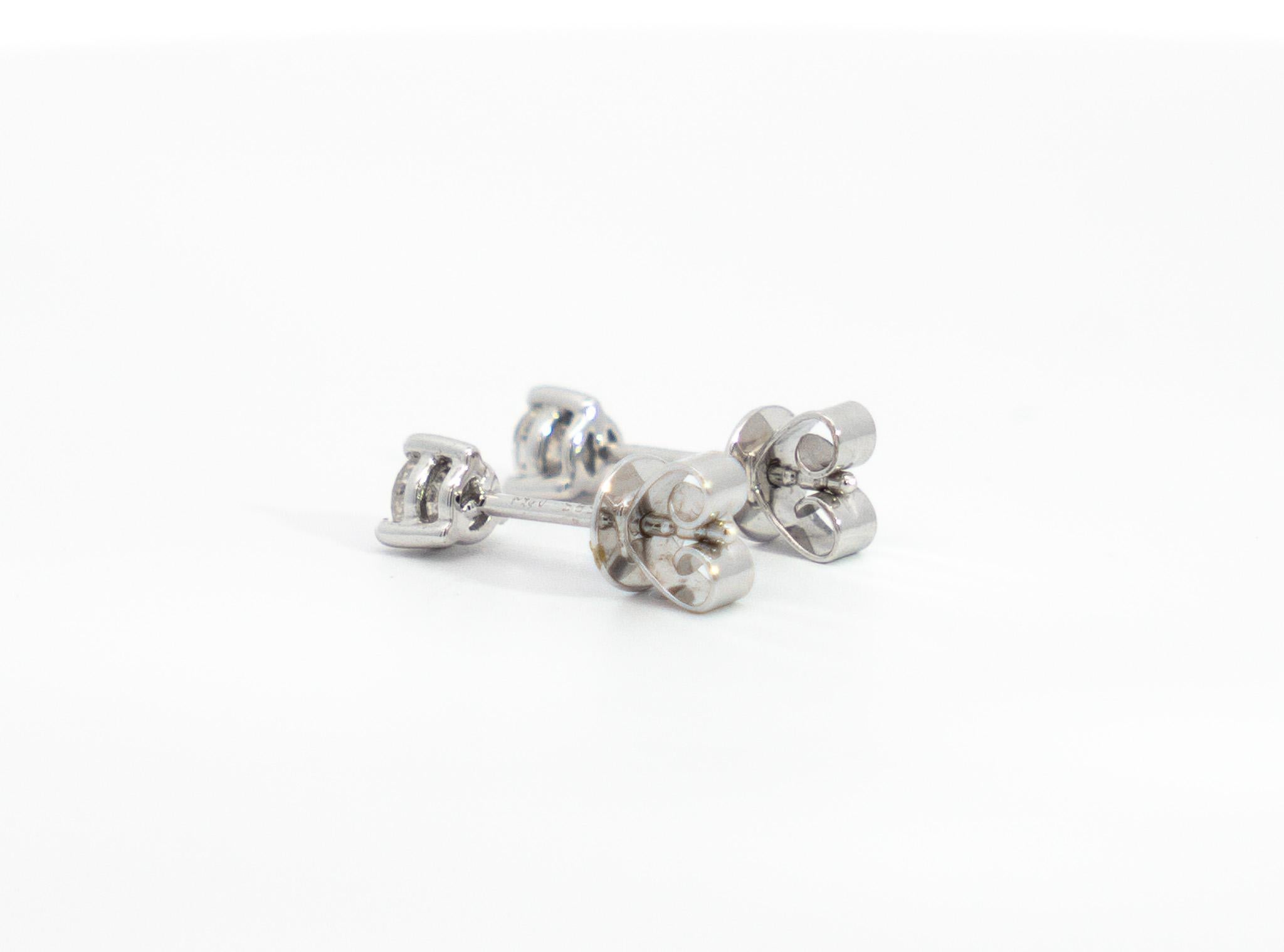 Women's 1/3 Carat Natural Diamond 3-Prong Stud Earrings 4mm in 14K White Gold For Sale