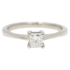 1/3 Carat Princess Cut Diamond Ring Solitaire in 18K White Gold Size US 5 1/4