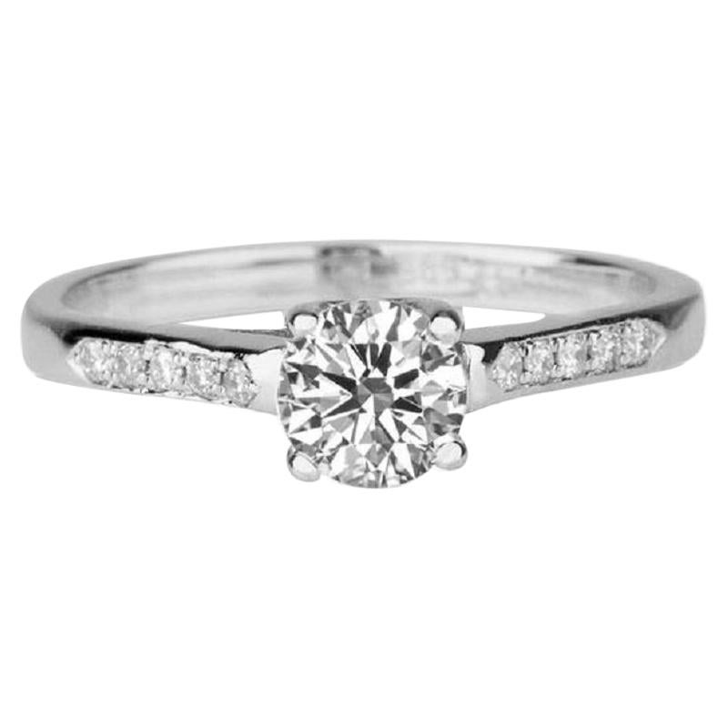 1/3 Carat Round Diamond Engagement Ring, White Gold Cathedral Ring