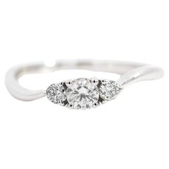 1/3 Carat TW Natural Diamond Mini 3-Stone Curved Ring in 14K White Gold 