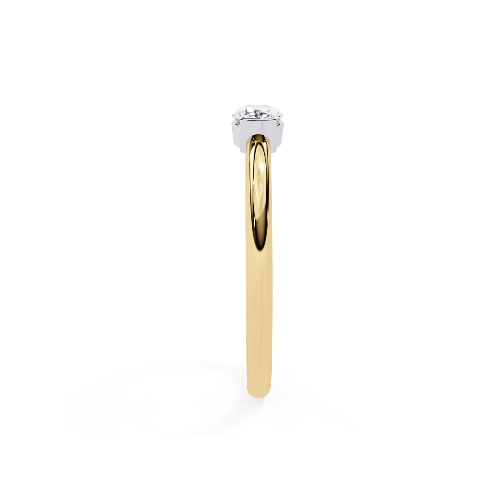 1/3 Ct, Oval Diamond Ring, Half Bezel Diamond Band, 14K Solid Gold, SI GH For Sale 1