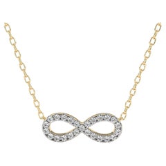 Collier pendentif diamant Infinity 1/3 Ctw, taille ronde, or massif 14K, SI GH