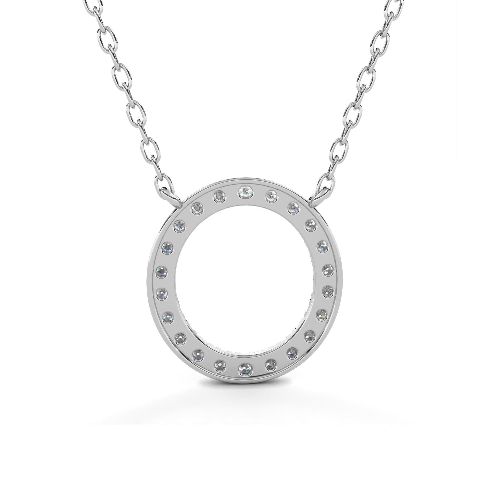 Contemporain Collier pendentif cercle de diamants ronds de 1/3 carat, or massif 14 carats, SI GH en vente