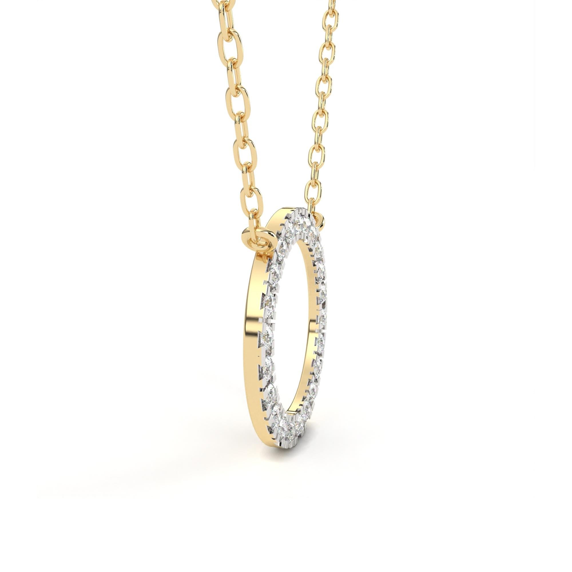 Collier pendentif cercle de diamants ronds de 1/3 carat, or massif 14 carats, SI GH Neuf - En vente à New York, NY
