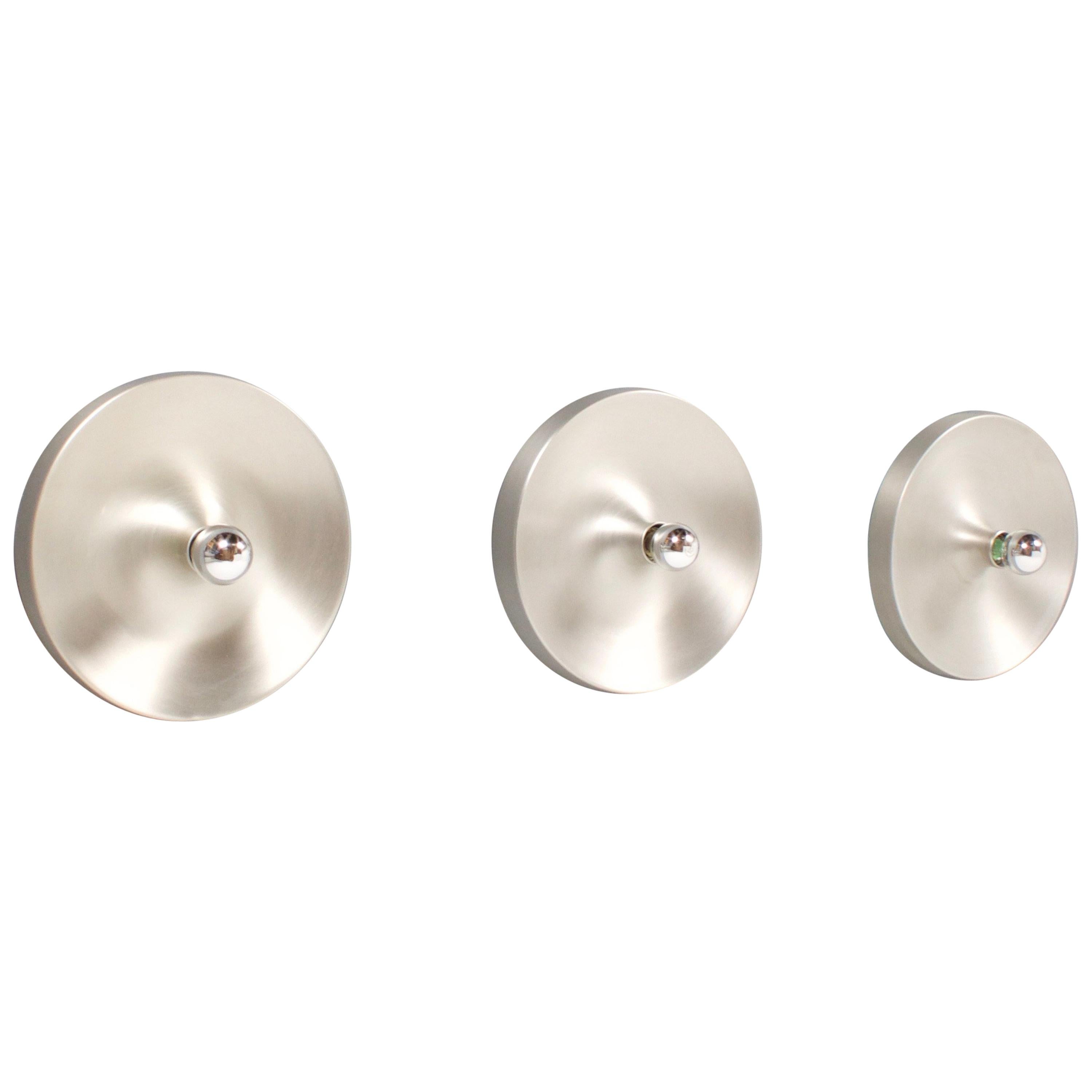 1/3 Modernist Aluminum Disc Wall Lights or Flush Mounts by Cosack, 1970s