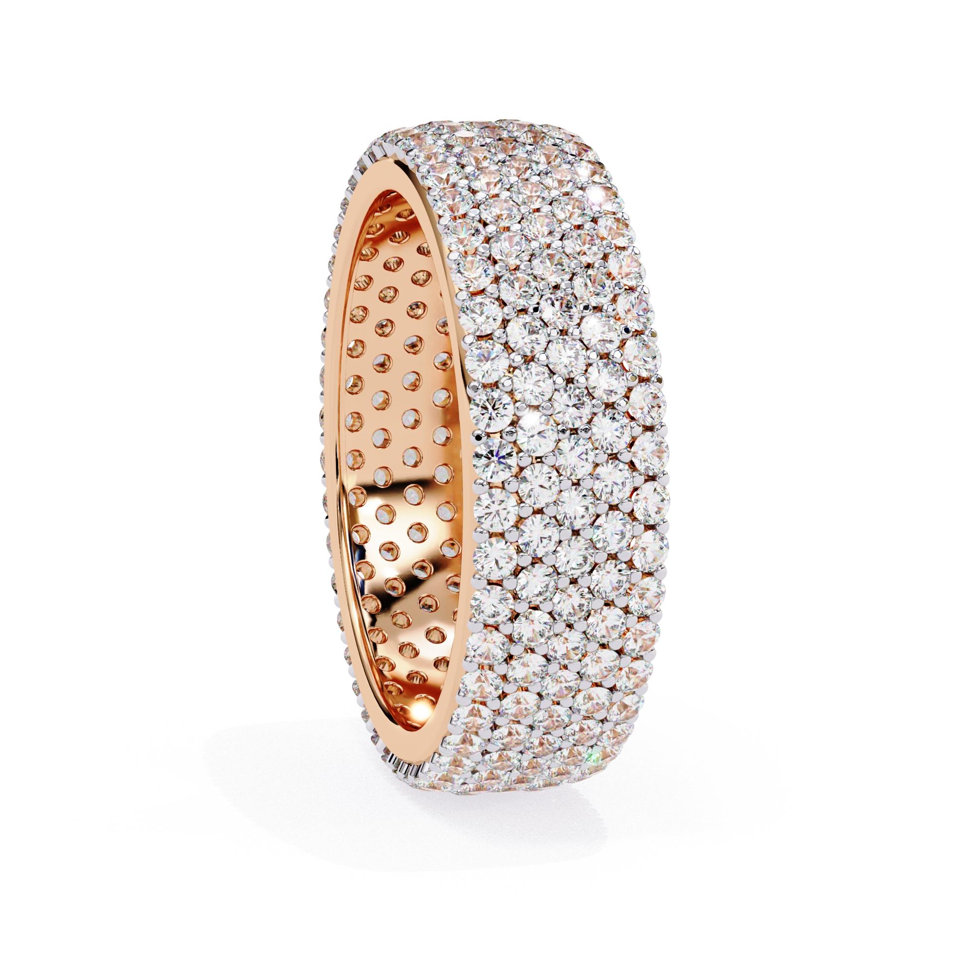 Anello di diamanti a fascia larga a eternità piena da 1 4/5 Ctw, 5 file in oro massiccio 14K, SI G in vendita 5