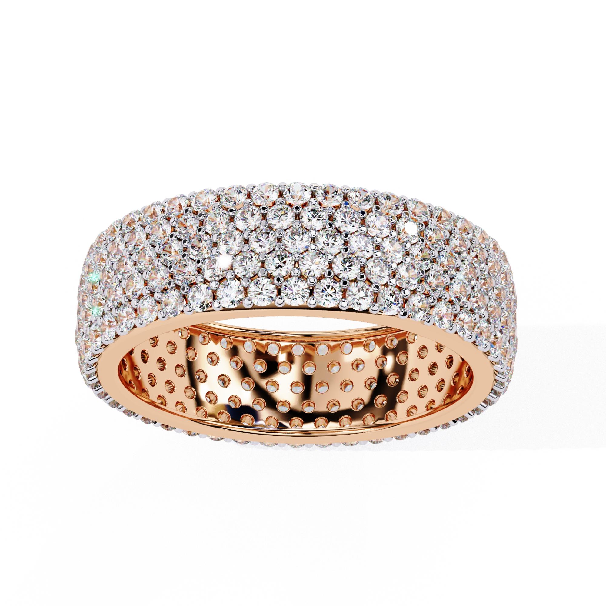 Anello di diamanti a fascia larga a eternità piena da 1 4/5 Ctw, 5 file in oro massiccio 14K, SI G in vendita 6