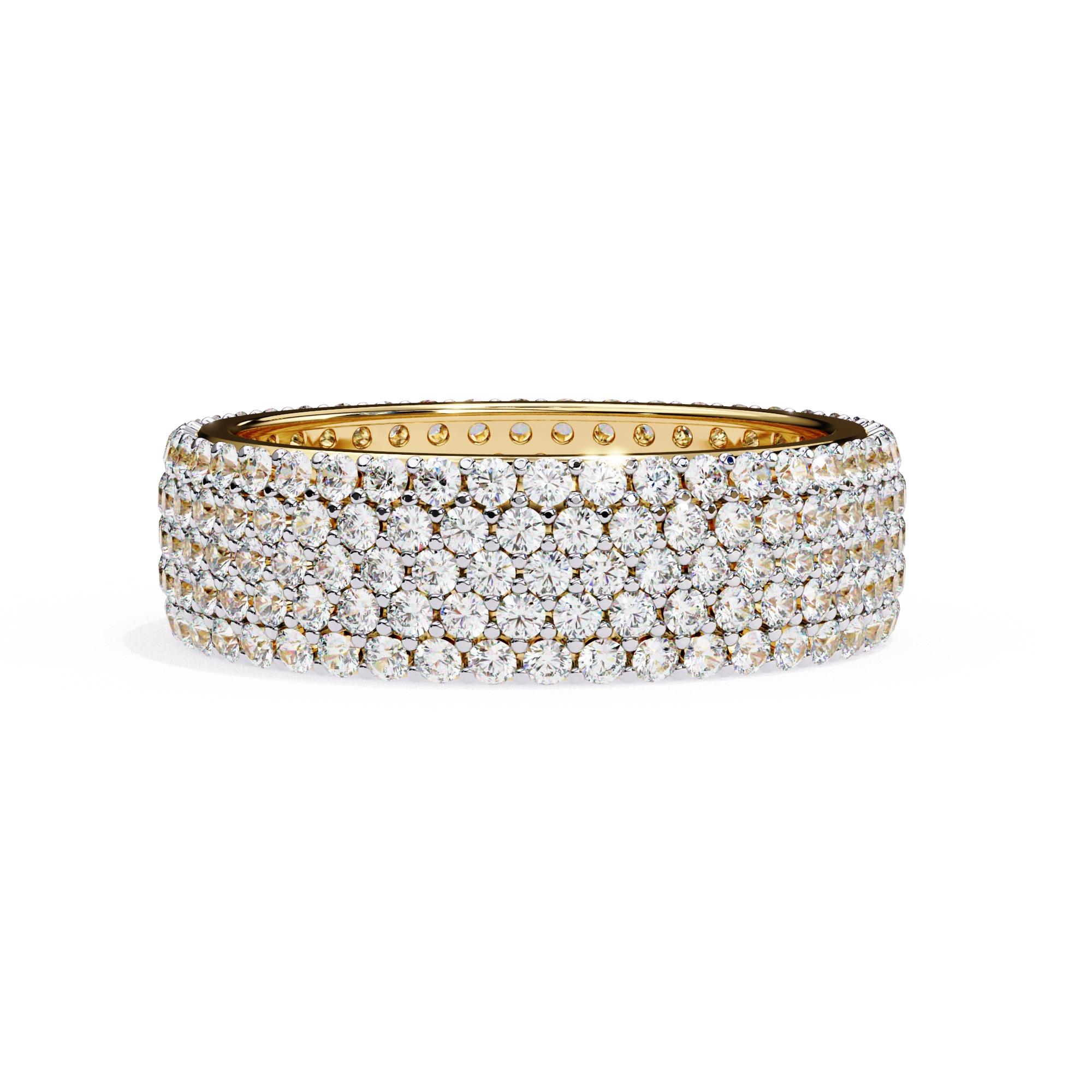 da uomo o donna Anello di diamanti a fascia larga a eternità piena da 1 4/5 Ctw, 5 file in oro massiccio 14K, SI G in vendita