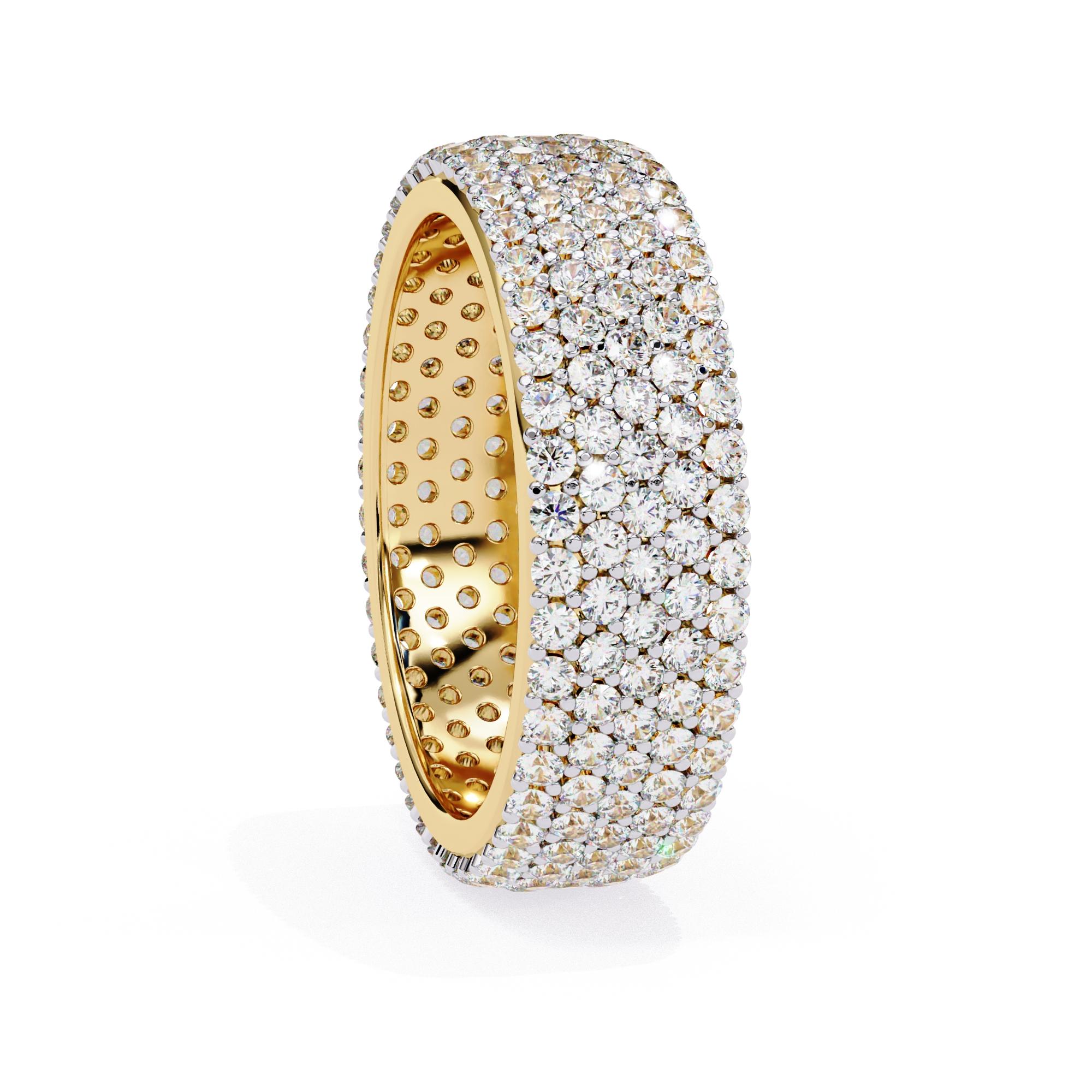 Anello di diamanti a fascia larga a eternità piena da 1 4/5 Ctw, 5 file in oro massiccio 14K, SI G in vendita 1
