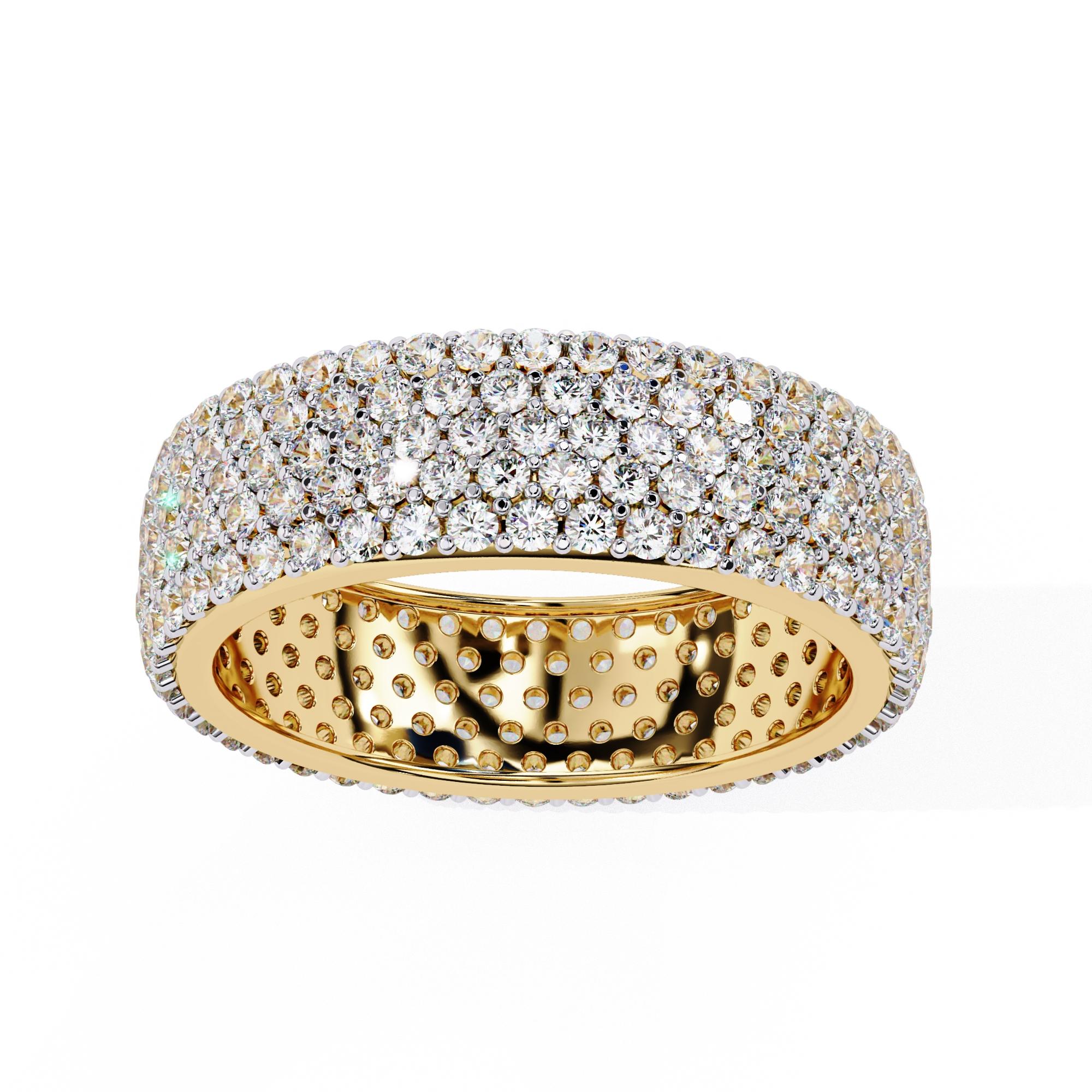1 4/5 Ctw Round Full Eternity Wide Band Diamond Ring, 5 row 14K Solid Gold, SI G For Sale 2