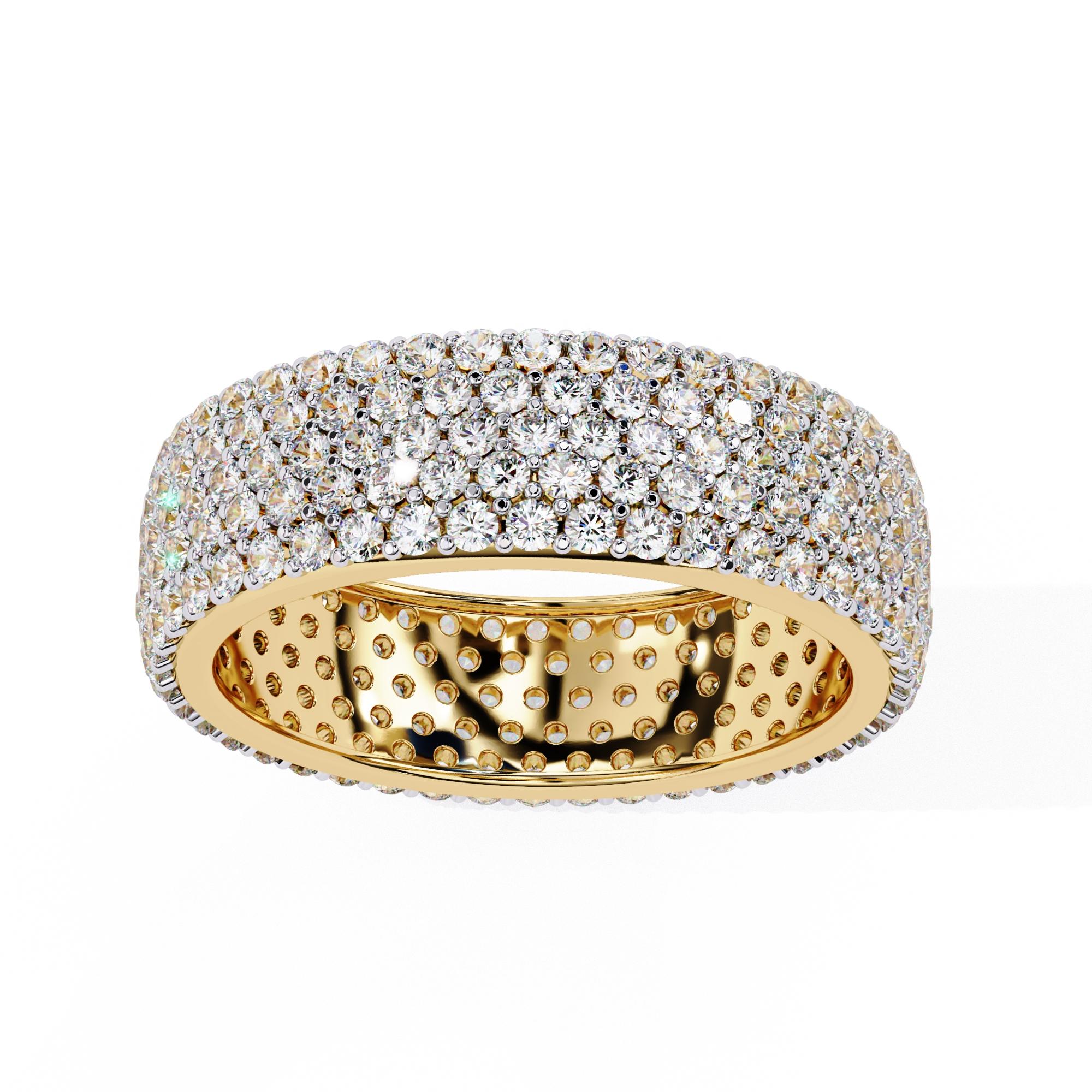 Anello di diamanti a fascia larga a eternità piena da 1 4/5 Ctw, 5 file in oro massiccio 14K, SI G in vendita 2