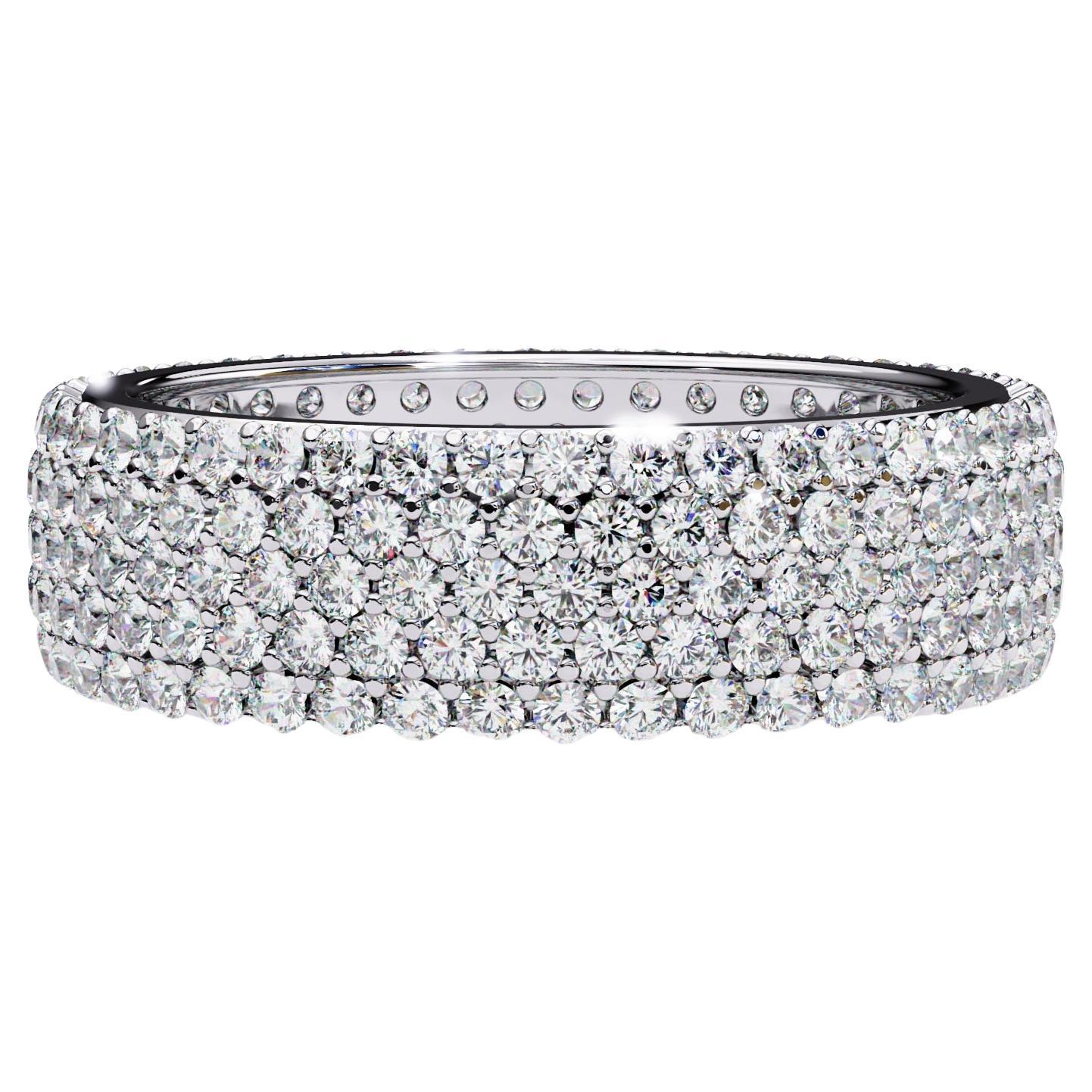 1 4/5 Ctw Round Full Eternity Wide Band Diamond Ring, 5 row 14K Solid Gold, SI G