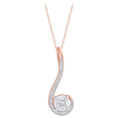 1/4 Carat Certified Round and Marquise Diamond Dangle Pendant 14 Karat Rose Gold