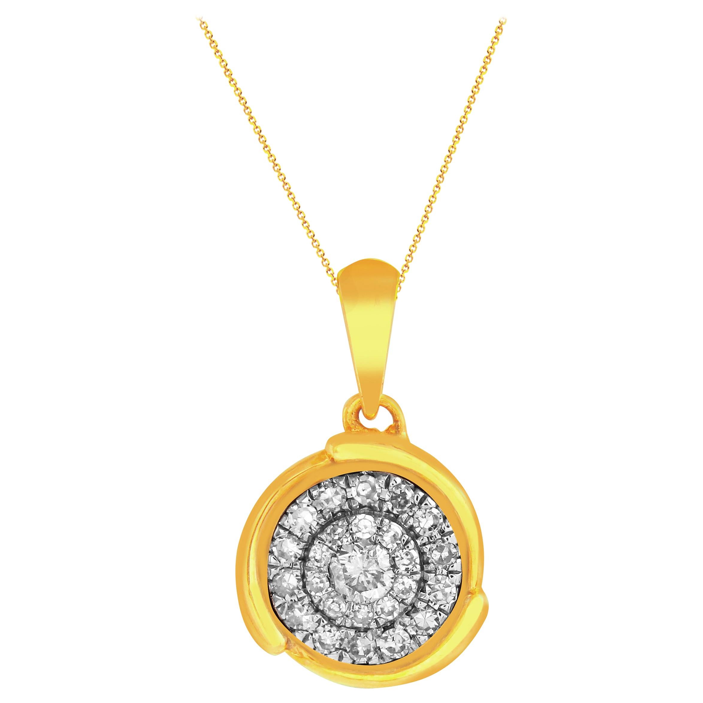 1/4 Carat Certified Round Diamond Pendant 14 Karat Gold For Sale