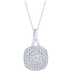 1/4 Carat Certified Round Diamond with Double Halo Pendant 10 Karat Gold