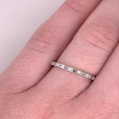 1/4 Carat Diamond Baguette Ring Band 14 Karat White Gold Wedding Stackable Band