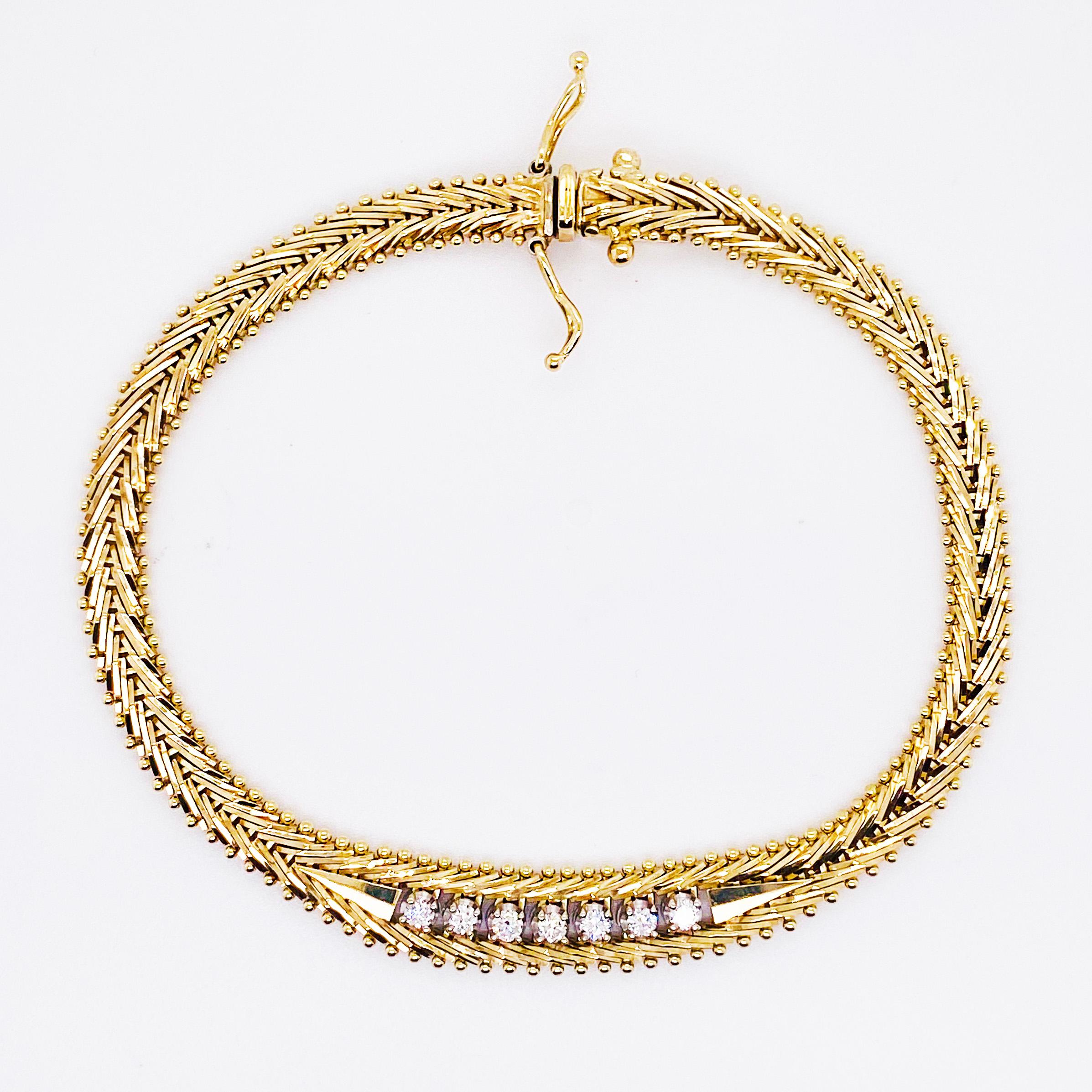 Artisan Bracelet tennis sur mesure en or 14 carats avec diamants de 0,5 carat et diamants 0,25 carat en vente