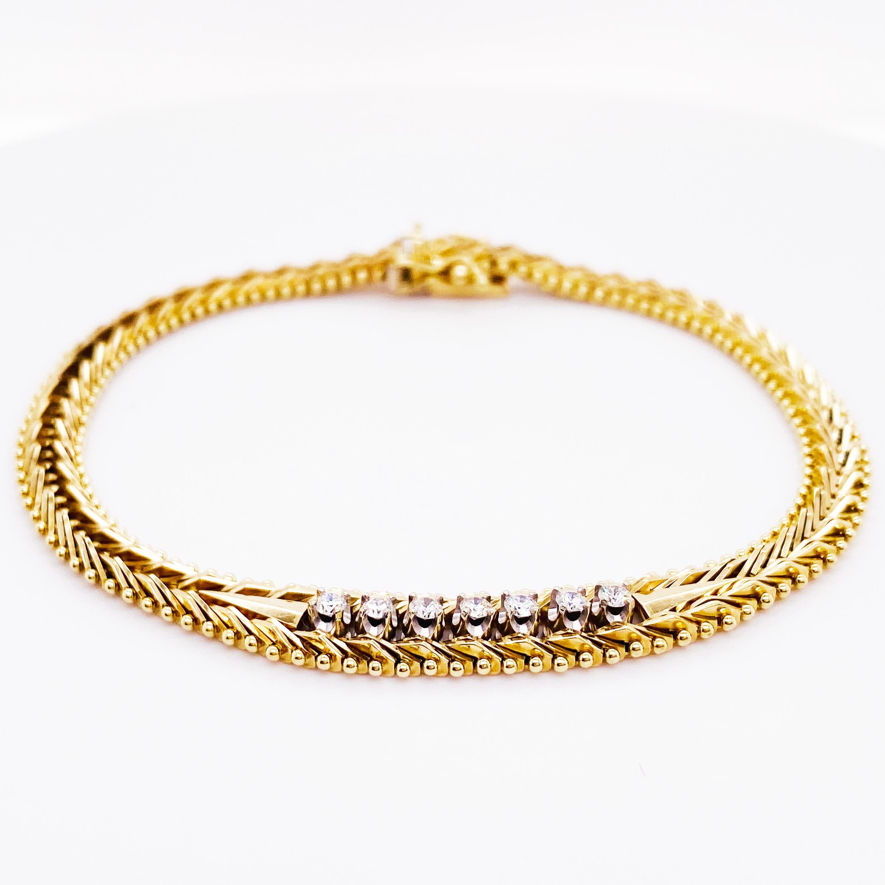 Bracelet tennis sur mesure en or 14 carats avec diamants de 0,5 carat et diamants 0,25 carat Pour femmes en vente