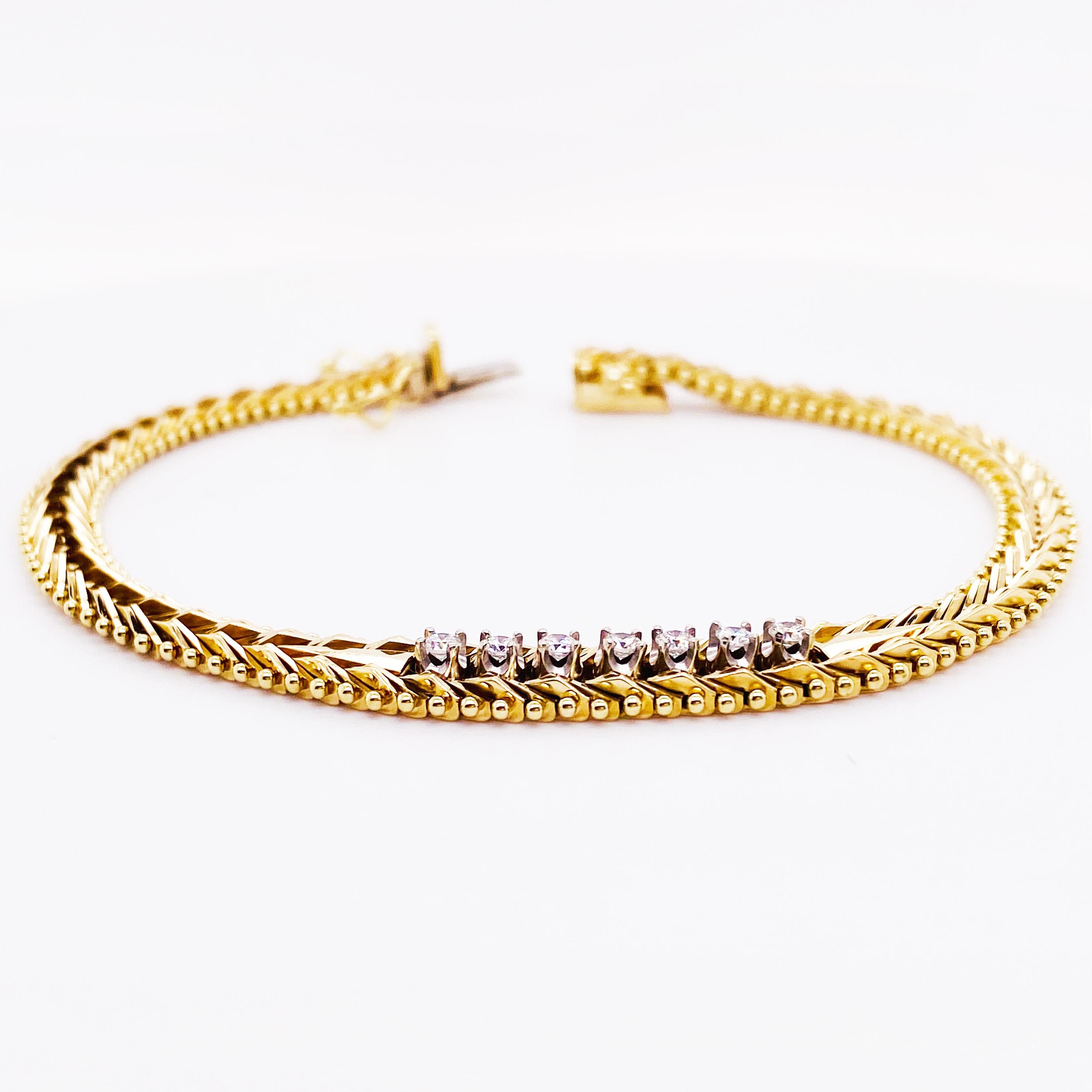 Bracelet tennis sur mesure en or 14 carats avec diamants de 0,5 carat et diamants 0,25 carat en vente 1