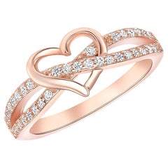 0,25 Ct. Tw. Bague Infinity Heart en or rose et diamants