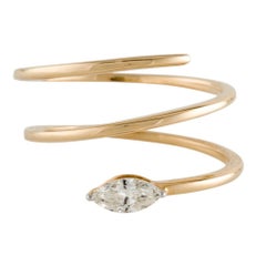 1/4 Carat Marquise Cut Diamond Gold Coil Ring