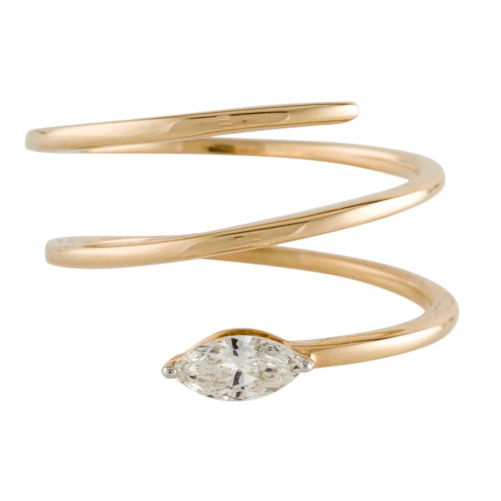 1/4 Karat Marquise-Schliff Diamant Gold Spiralring im Zustand „Neu“ im Angebot in Rutherford, NJ