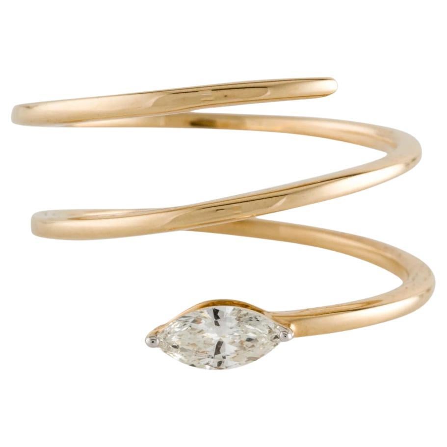 1/4 Carat Marquise Cut Diamond Gold Coil Ring For Sale