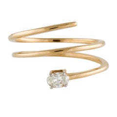 1/4 Carat Oval Cut Diamond Gold Coil Ring