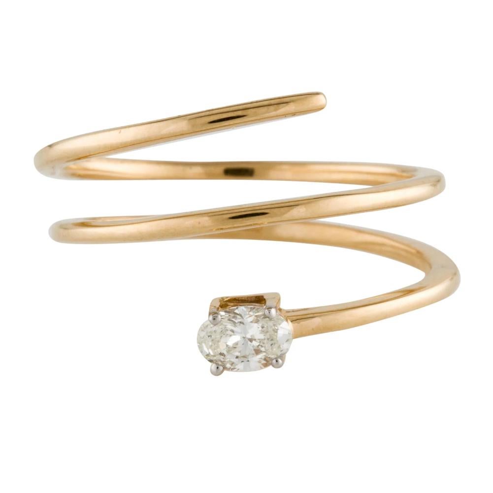 1/4 Karat Oval geschliffener Diamant-Gold Spiralring (Ovalschliff) im Angebot