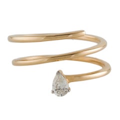 1/4 Carat Pear Cut Diamond Gold Coil Ring