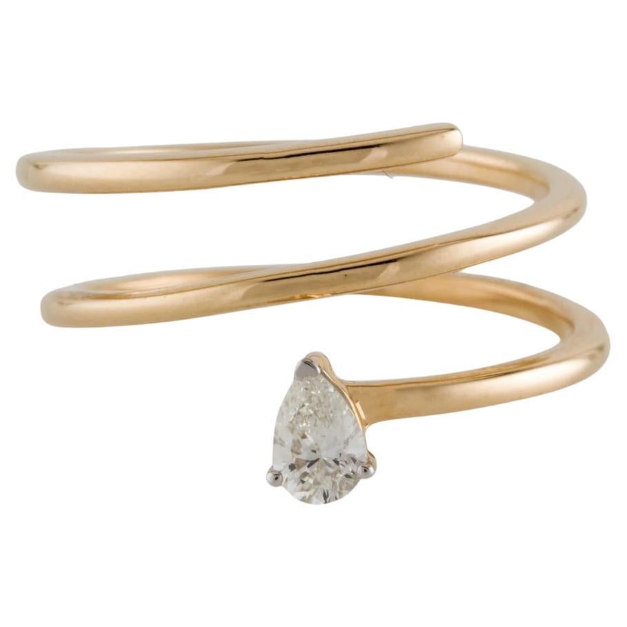 1/4 Karat Gold Spiralring mit Diamanten im Birnenschliff
