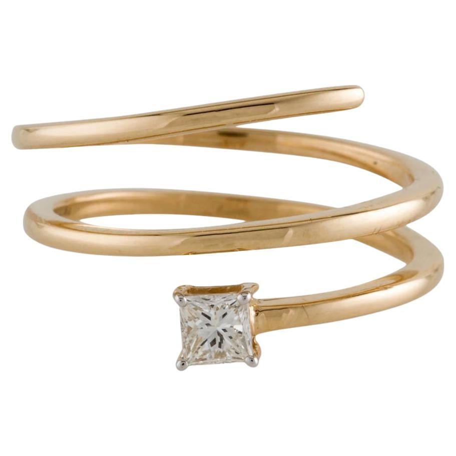 1/4 Carat Princess Cut Diamond Gold Coil Ring For Sale