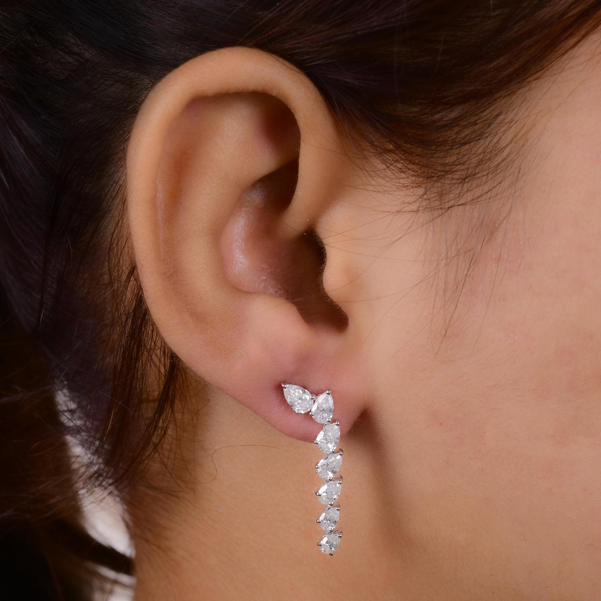Modern 1/4 Carat SI Clarity H Color Pear Brilliant Cut Diamond Earrings 14k White Gold For Sale