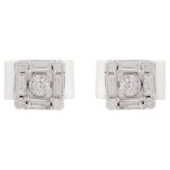 1/4 Carat SI Clarity HI Color Baguette Diamond Stud Earrings 14 Karat White Gold