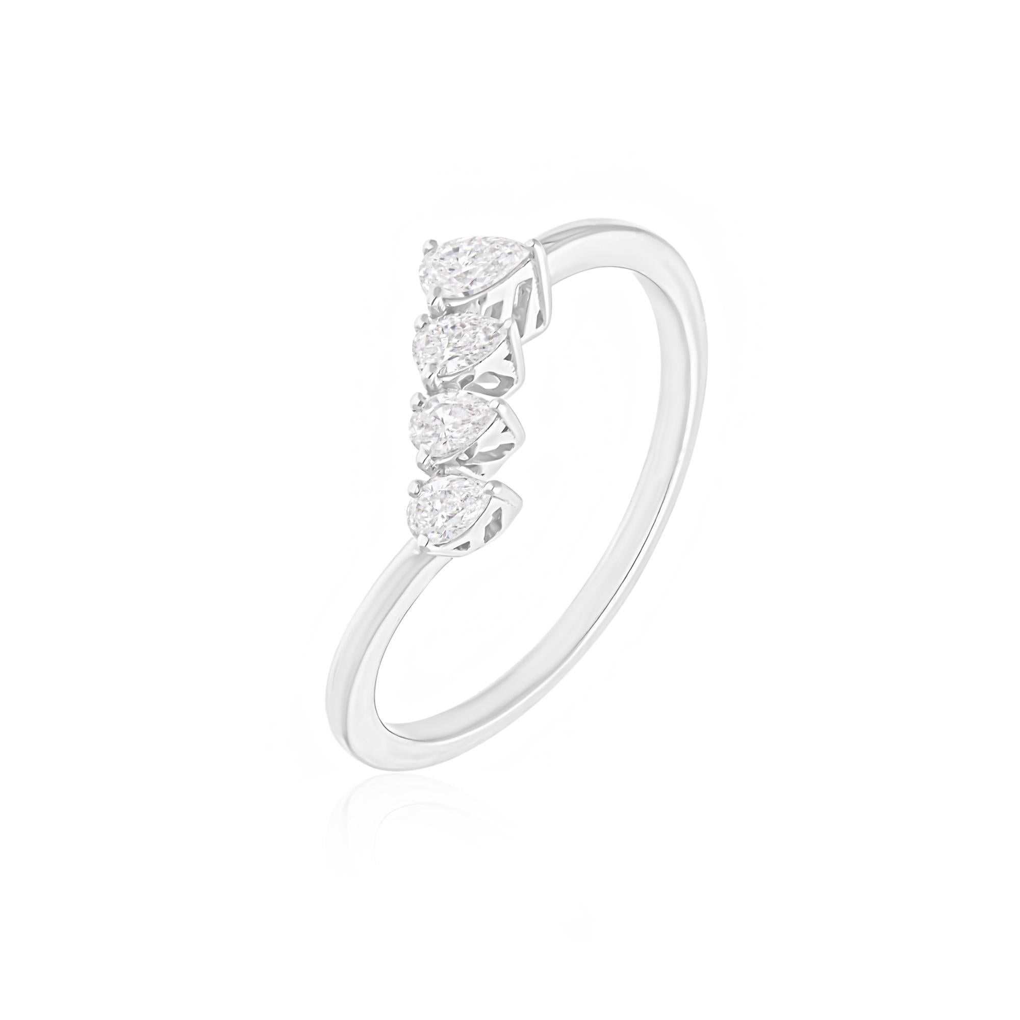 Pear Cut 1/4 Carat SI/H Pear Brilliant Cut Diamond Ring 14 Karat White Gold Fine Jewelry For Sale