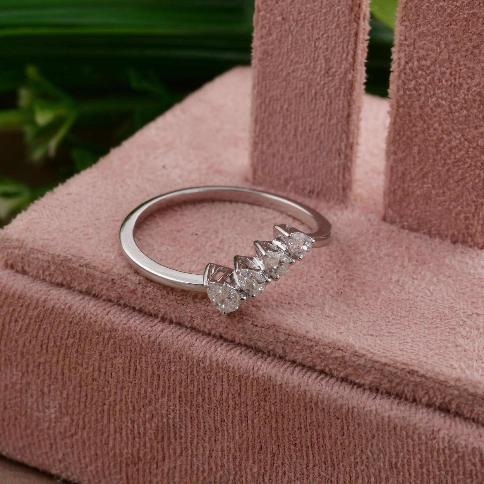 De las mujeres 1/4 quilate SI/H Anillo de diamantes talla pera brillante Oro blanco de 18 quilates Joyería fina en venta