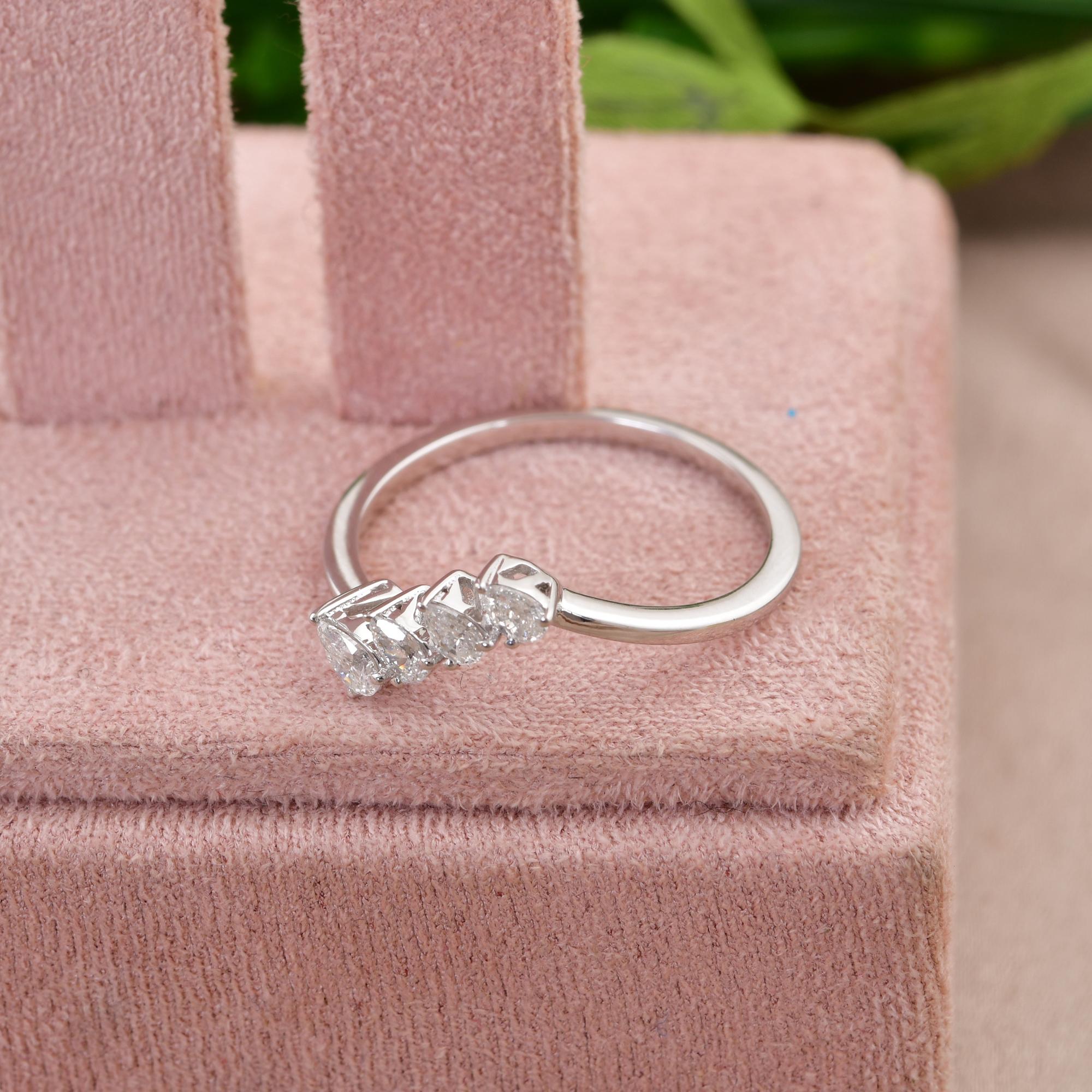 1/4 quilate SI/H Anillo de diamantes talla pera brillante Oro blanco de 18 quilates Joyería fina en venta 1