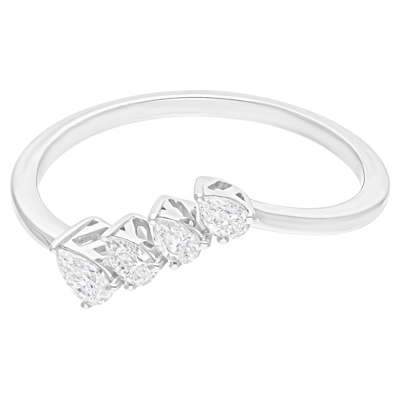 1/4 quilate SI/H Anillo de diamantes talla pera brillante Oro blanco de 18 quilates Joyería fina en venta