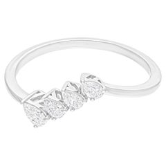 Bague en or blanc 18 carats avec diamant poire taille brillant de 1/4 carat SI/H