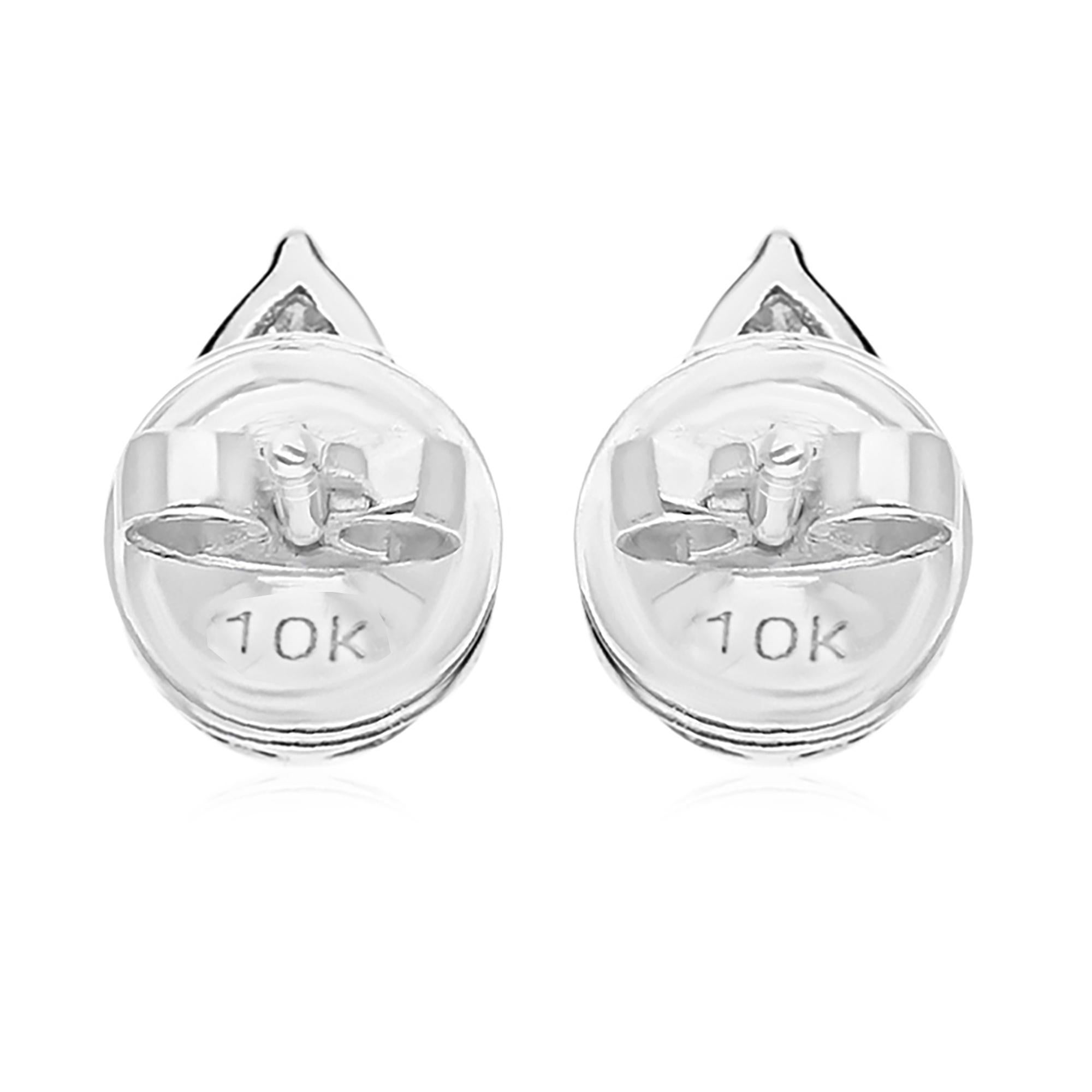 Boucles d'oreilles en or blanc 10 carats avec diamant rond taille brillant de 1/4 carat SI/H Neuf - En vente à Diera, Dubai