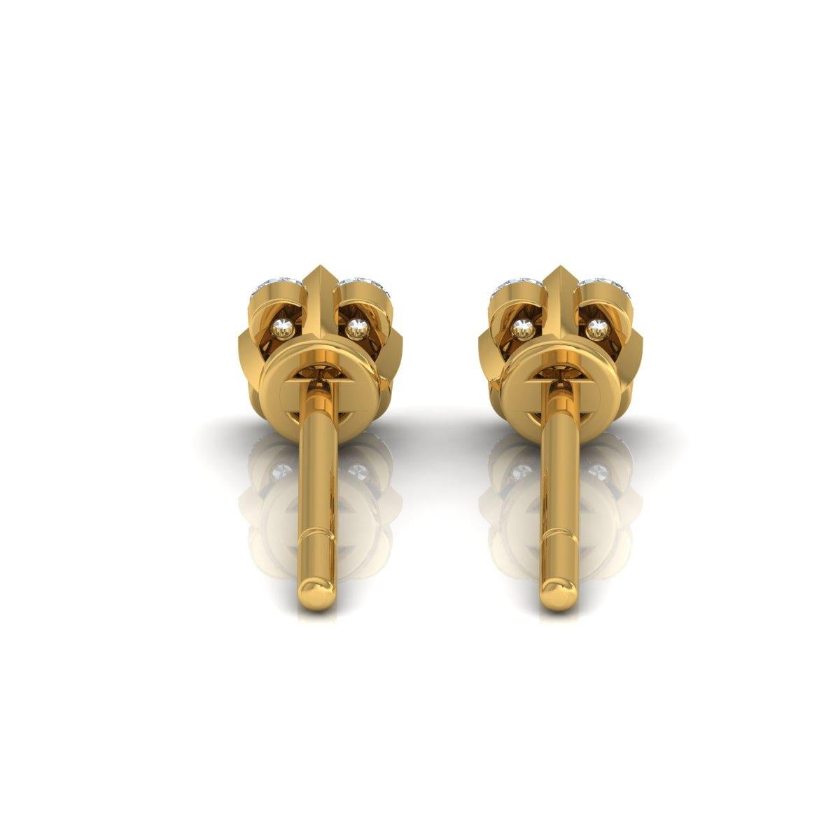 Modern 1/4 Carat SI/H Round Brilliant Cut Diamond Stud Earrings 14 Karat Yellow Gold For Sale