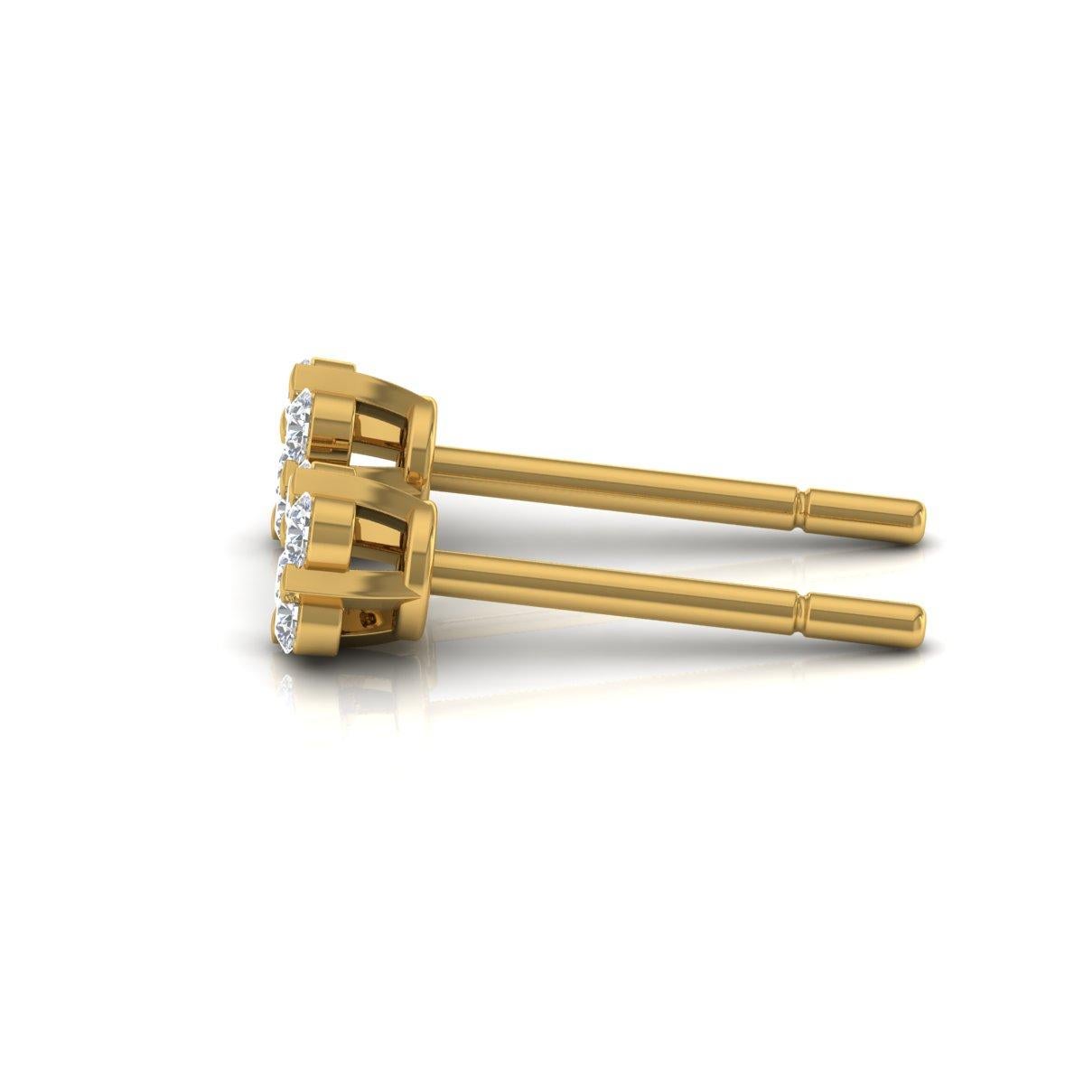 Round Cut 1/4 Carat SI/H Round Brilliant Cut Diamond Stud Earrings 14 Karat Yellow Gold For Sale