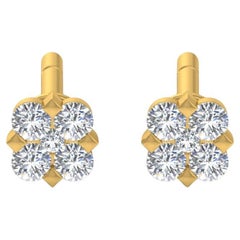 1/4 Carat SI/H Round Brilliant Cut Diamond Stud Earrings 18 Karat Yellow Gold