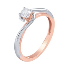 1/4 Carat Solitare Diamond Certified Diamond Ring 14 Karat White and Pink Gold