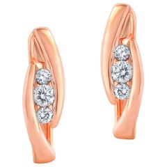 1/4 Carat VS Certified Round Diamond Hoop Earring 14 Karat Gold