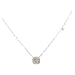 '1/4 ct' 0.25 Carat Diamond Pave Disk Pendant Diamond Charm White Gold Necklace