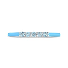 1/4 ct. Swiss Blue Topaz Blue Enamel Shank Sterling Silver Thin Band Ring