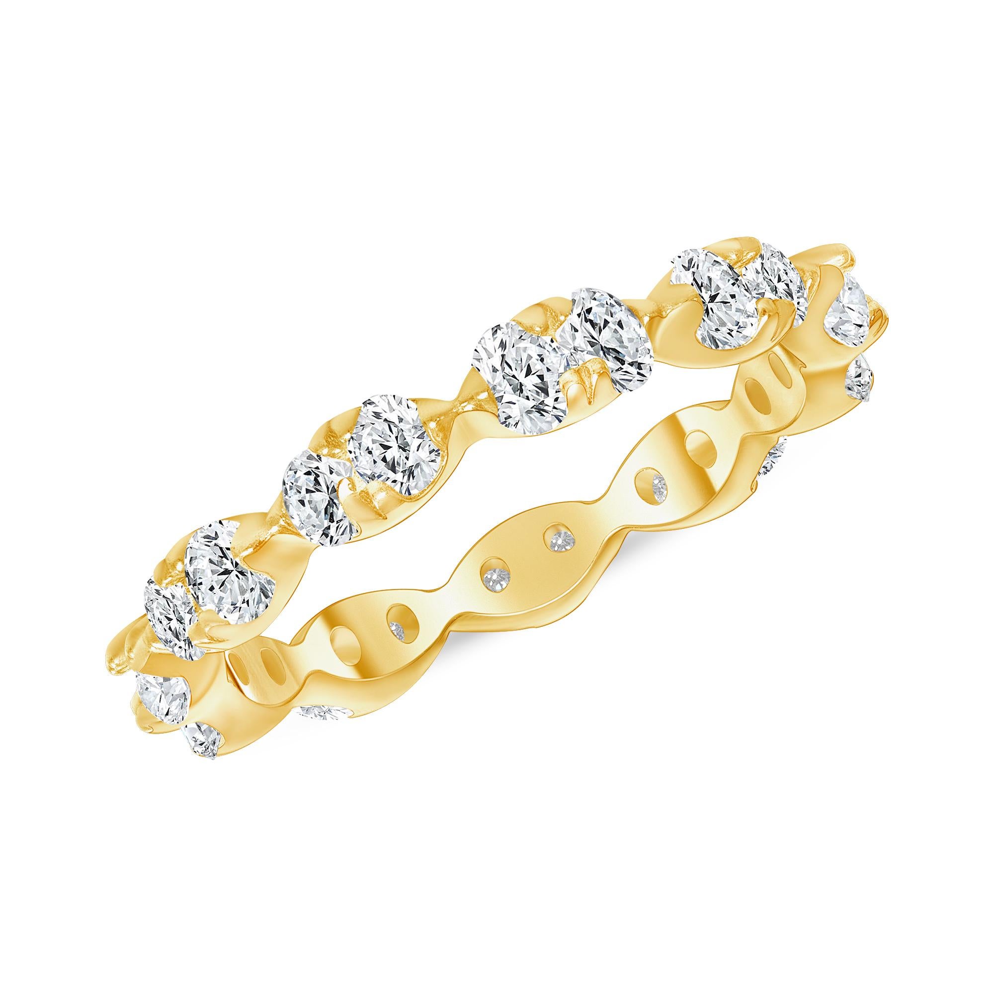 For Sale:  1/4 Ct. tw. Round Cut Diamond Wavy Eternity Band on Prong Setting 3