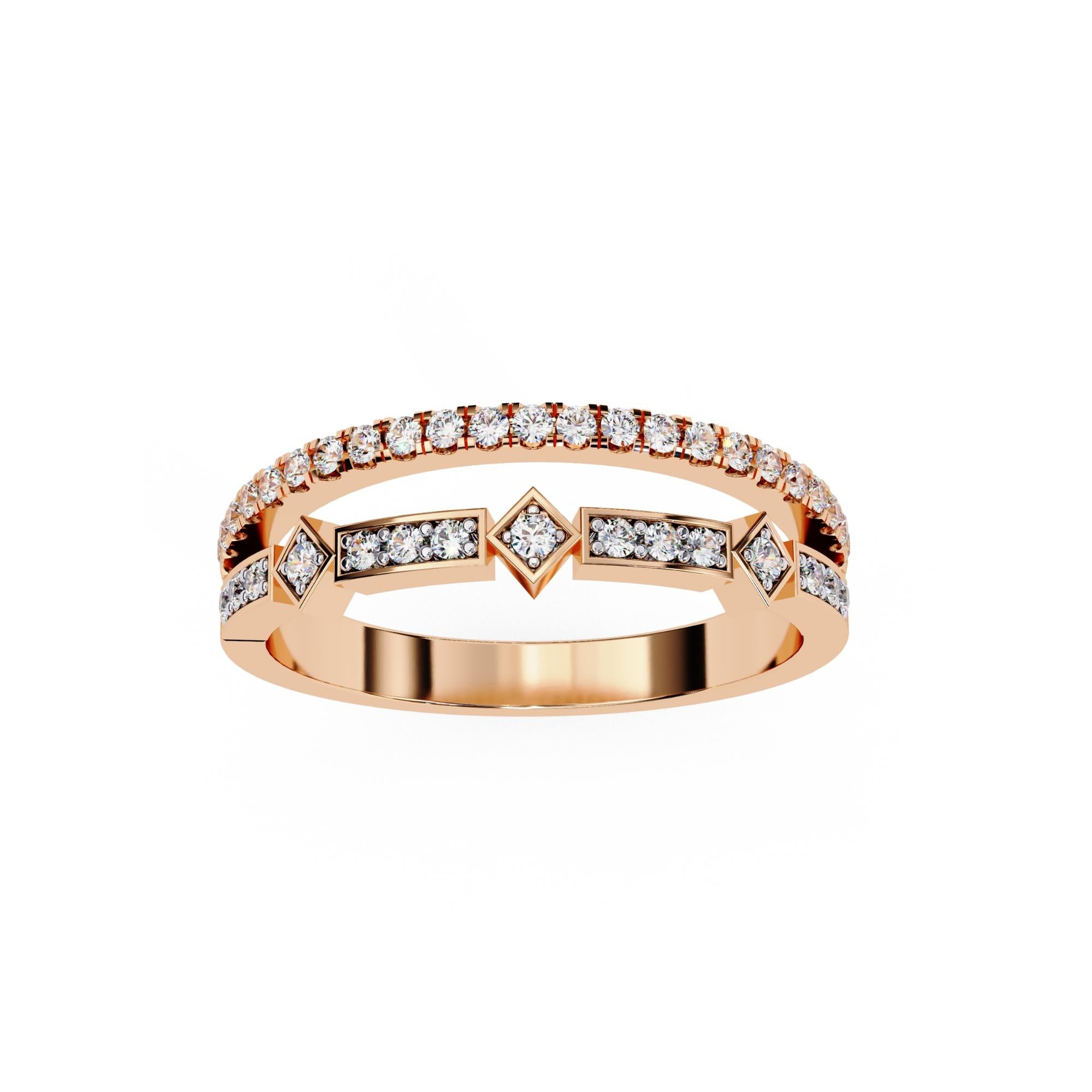 1/4 Ctw, Round Diamond Ring, Double Diamond Band, 14K Solid Gold, SI GH For Sale 4