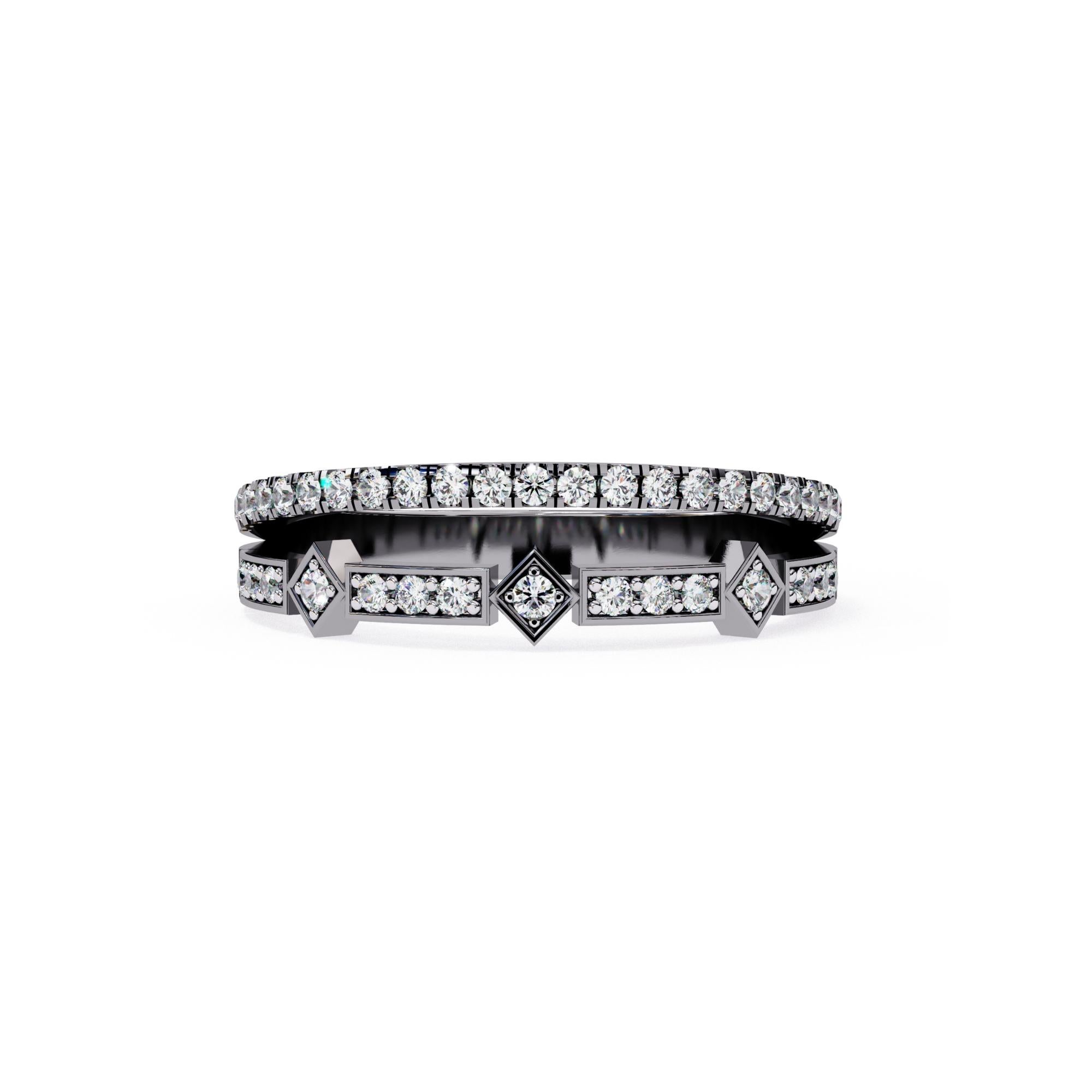 1/4 Ctw, Round Diamond Ring, Double Diamond Band, 14K Solid Gold, SI GH For Sale 7